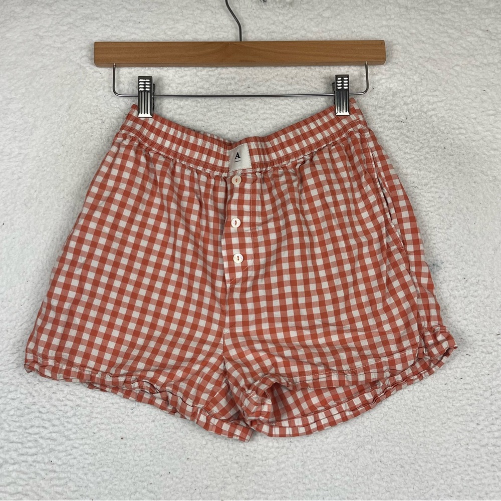 Anthropologie red gingham boxer short